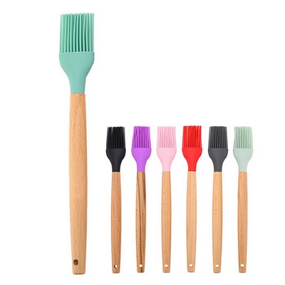 Wooden Handled Silicone Grill Brush for Effortless Grilling