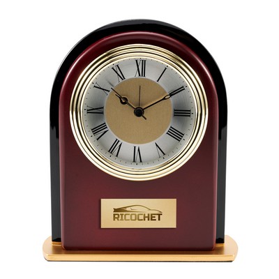 Rosewood and Black Glass Arch Clock