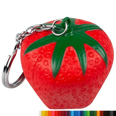 Foam Strawberry Stress Ball Keychains with Your Logo