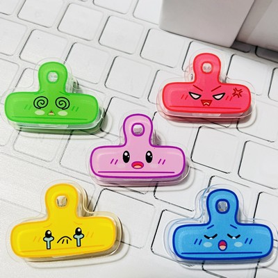 Cute Emoji Acrylic Album Memo Clip Bag Binder Sealing Clip Food Bag Clamp-Two Sides Printing