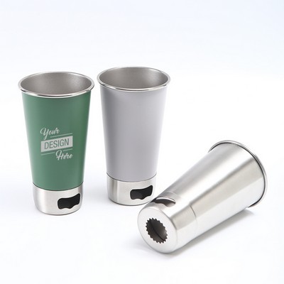 Stainless Steel Beer Mug With Beer Opener