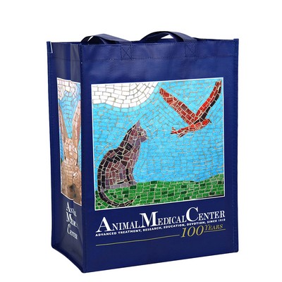 Custom Full-Color Laminated Woven Promotional Tote Bag 12"x15"x7"