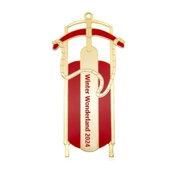 Goldtone Enamel Sled Ornament