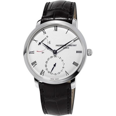 Frederique Constant® Men's FC Manufacture Black Alligator Strap Watch w/Silver-Tone Dial