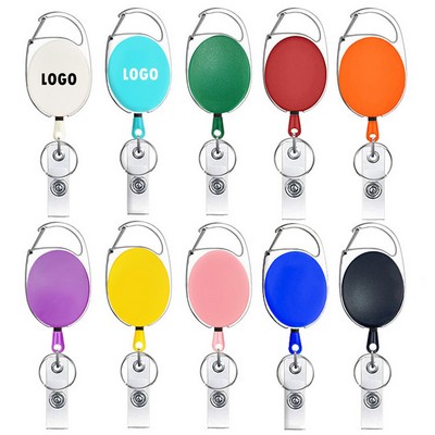 Retractable Carabiner Badge Reel With Clips