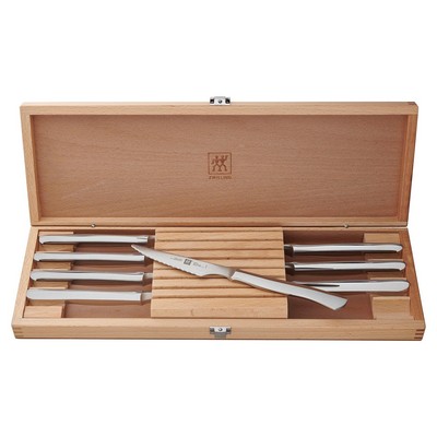 Henckels 8 Piece Stainless Steel Serrated Steak Knife Set w/Wood Gift Box