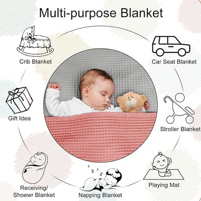 100% Cotton Baby Waffle Weave Blanket Swaddling Blankets 40"x 43" Baby Toddler Blanket