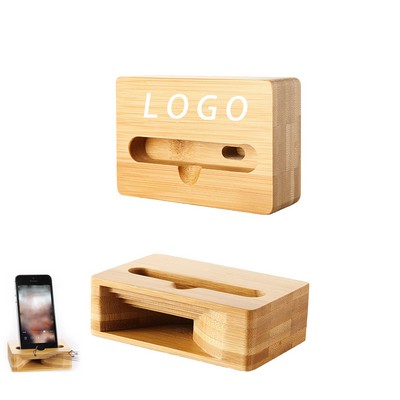 Bamboo Sound Amplifier Cellphone Stand