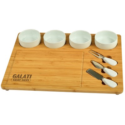 8 Piece Large Bamboo Cheese Board Set