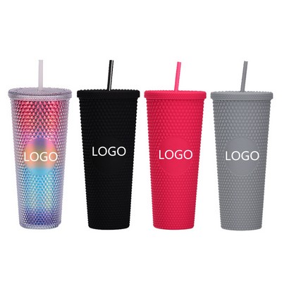 24Oz Studded Tumbler Water Cup with Straw