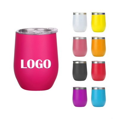 12 Oz. Stainless Steel Matte Finish Egg Shaped Insulated Leakproof Tumbler