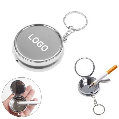 Round-shaped Portable Keychain Column Ash Tray with Key Ring