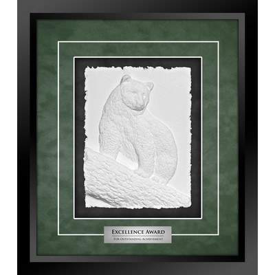 Spirit Bear (Black/Green) - Cast Paper Sculptured Art - Shadowbox Award 14.5"x16.5"