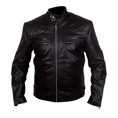 Quilted Black Stylish Leather Jacket ( XS - 4XL )