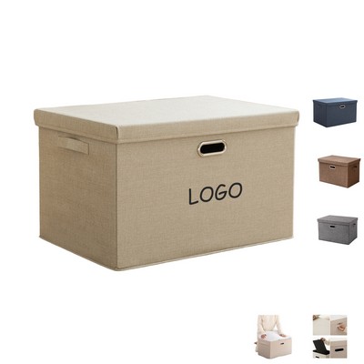 Metal Handle Cotton Linen Storage Box