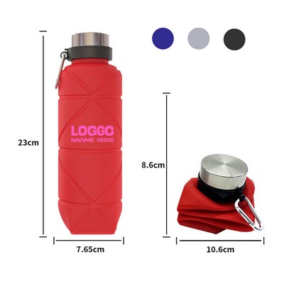 23Oz Silicone Folding Retractable Water Bottle