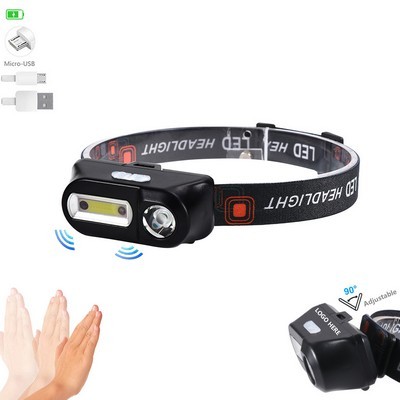 Dual Switch Headlamp Flashlight w/Sensor