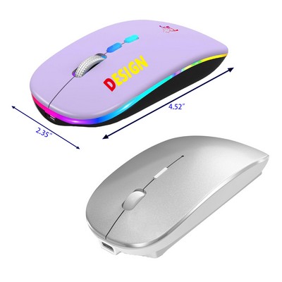 LED Wireless Mouse Slim Rechargeable Silent Portable USB Mouse with USB Receiver and Type C Adapter