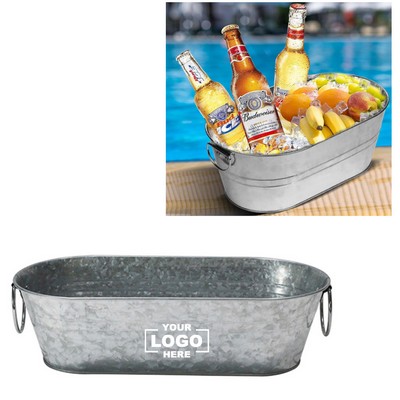 Galvanized Metal Beverage Tub with Handles Cold Drink Cooler