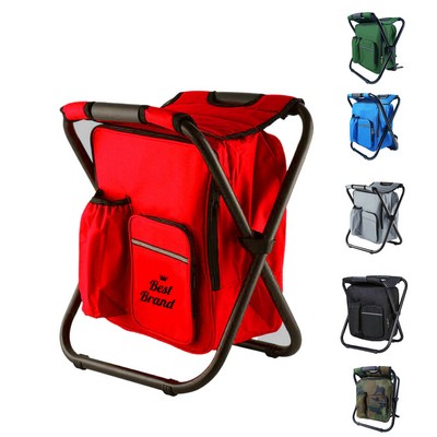 3 in 1 Portable Camping Backpack with Cooler and Folding Chair Stool