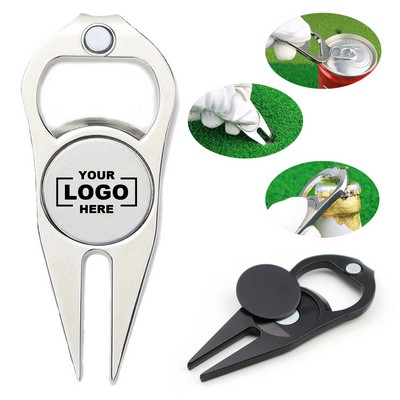 Golf Divot Tool with Ball Marker and Bottle Opener