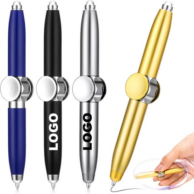 3-in-1 Multi Functional Metal Fidget Spinning Ballpoint Pen w/LED Light