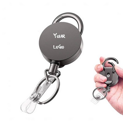 Heavy Duty Metal Retractable Badge Holder Reel With Belt