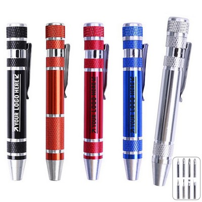 8 Pieces Aluminum Screwdriver Pen-Style Tool Kit