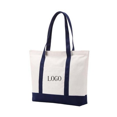 Canvas Tote Bag W/ Outer Pocket