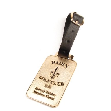 Luxury Golf Bag Tag w/ Leather Strap (3")