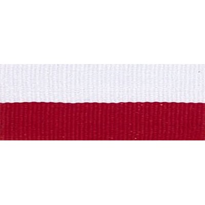 "V" Neck Ribbon - Red/White - Snap Clip - 1-1/2" Wide x 32" Long