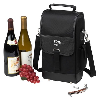 Double Wine Cooler Bag with Corkscrew