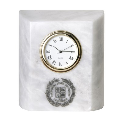 White Marble Mini Column Clock