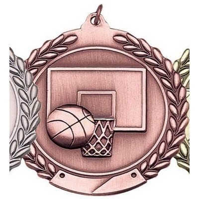 Medal, "Basketball" Die Cast - 2 3/4" Dia