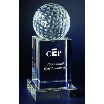 7½" Crystal Golf Ball Award w/Base