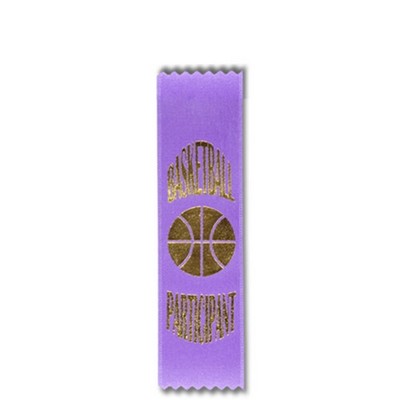 2"x8" Participant Stock Basketball Lapel Event Ribbon