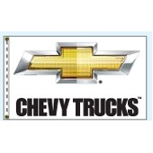 Authorized Dealer Free Flying Drape Flags (Chevy Trucks™- White) (2.5' x 3.5')