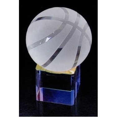 4" Crystal Basketball with Clear Base