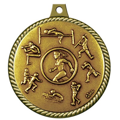 Stock Medal w/ Rope Edge (Track & Field Female) 2 1/4"