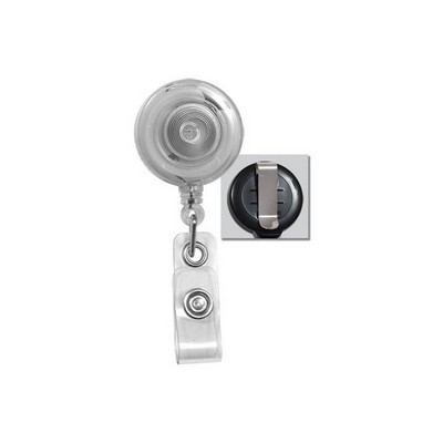 Round Translucent Plastic Badge Reel (Clear)