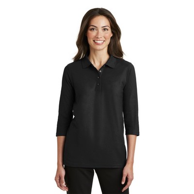 Port Authority® Ladies Silk Touch™ 3/4 Sleeve Polo Shirt