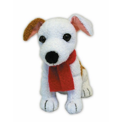 Custom Plush White Terrier Dog w/ Red Scarf