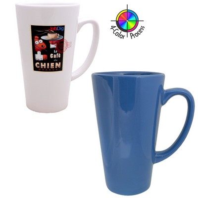 15 Oz. Vitrified Ocean Blue Cafe Latte Mug - 4 Color Process