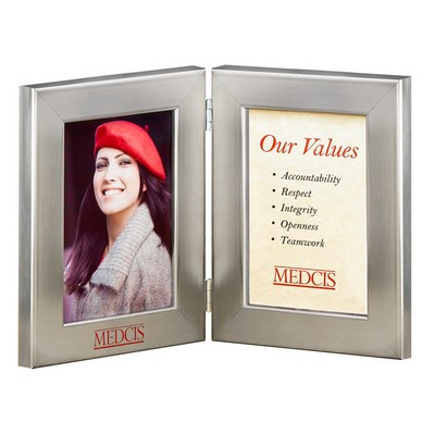 Architectural Stainless Steel Hinged Double Picture Frame (5"x7")