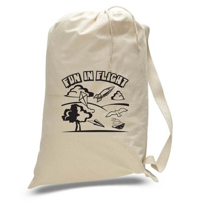 Large Natural Canvas Drawstring Laundry Bag - 1 Color (22"x33")