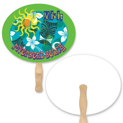 Oval Shape Full Color Single Sided Paper Hand Fan