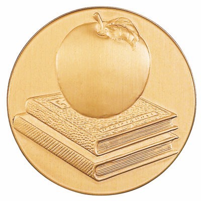 2" Apple Books High Relief Stamped Medallion Insert Disc