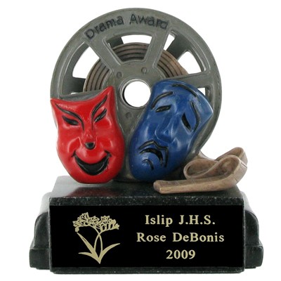 4" Drama Award Scholastic Trophy w/Black Plate