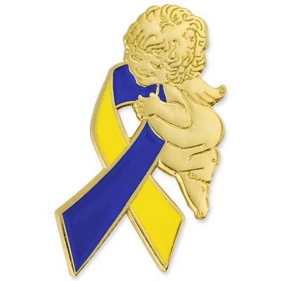 Down Syndrome Ribbon Angel Lapel Pin