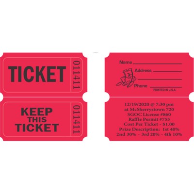 Double Stock Ticket Roll of 2000 - Custom Logo on Back OF stock imprint